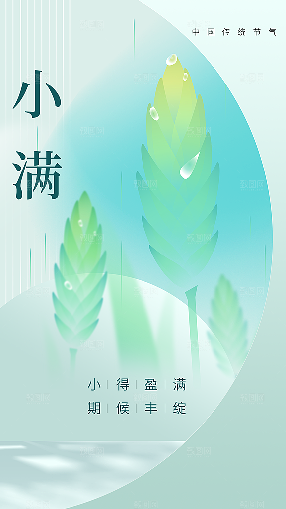 时尚小满节气宣传海报