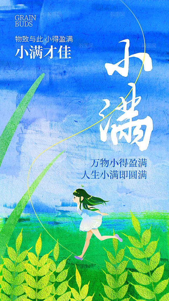 时尚小满节气宣传海报