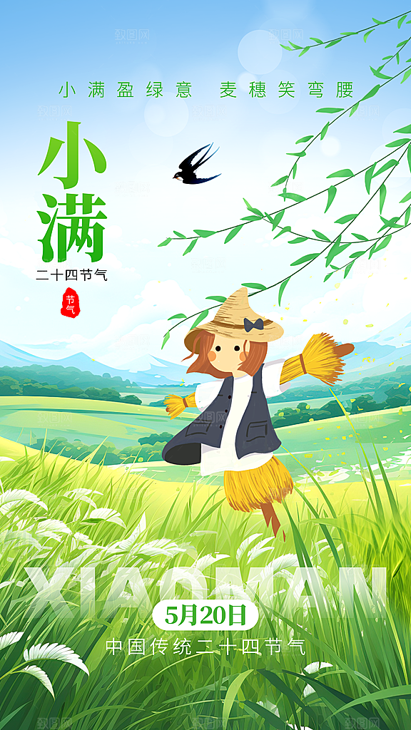 时尚小满节气宣传海报