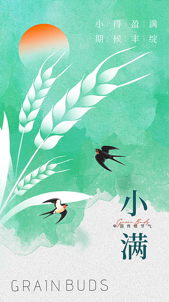 时尚小满节气宣传海报