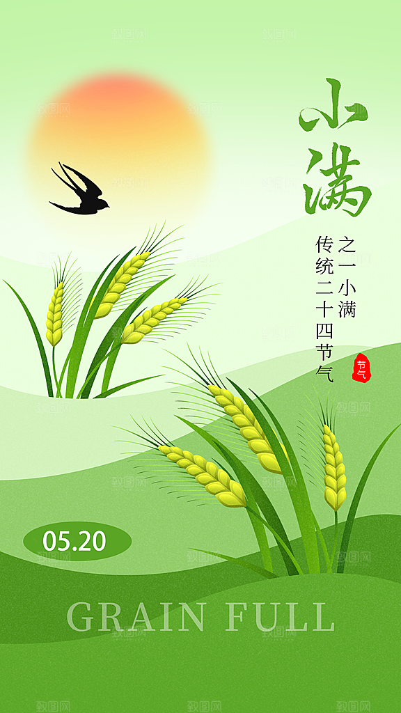 大气小满节气宣传海报