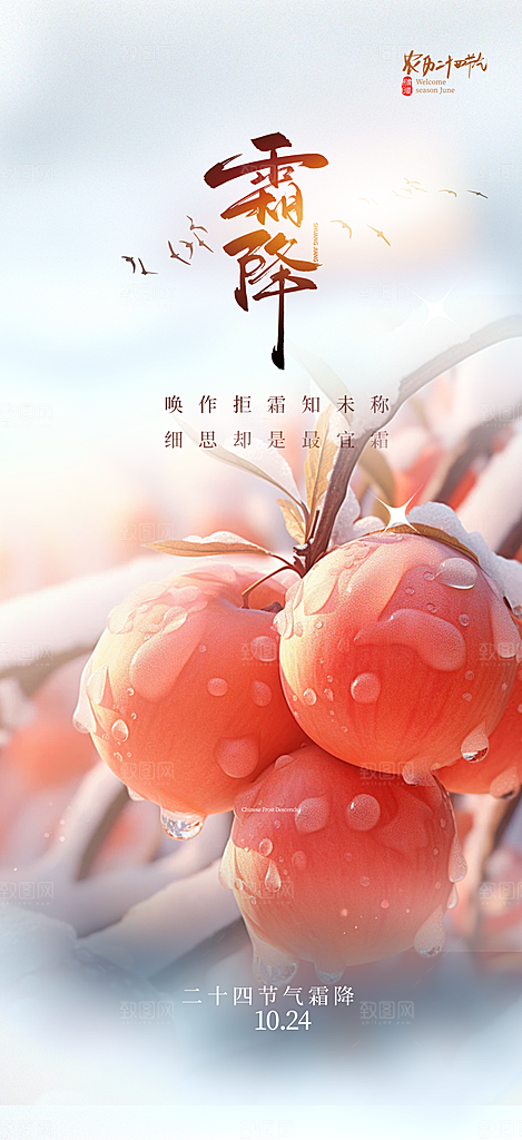 二十四节气霜降宣传活动海报