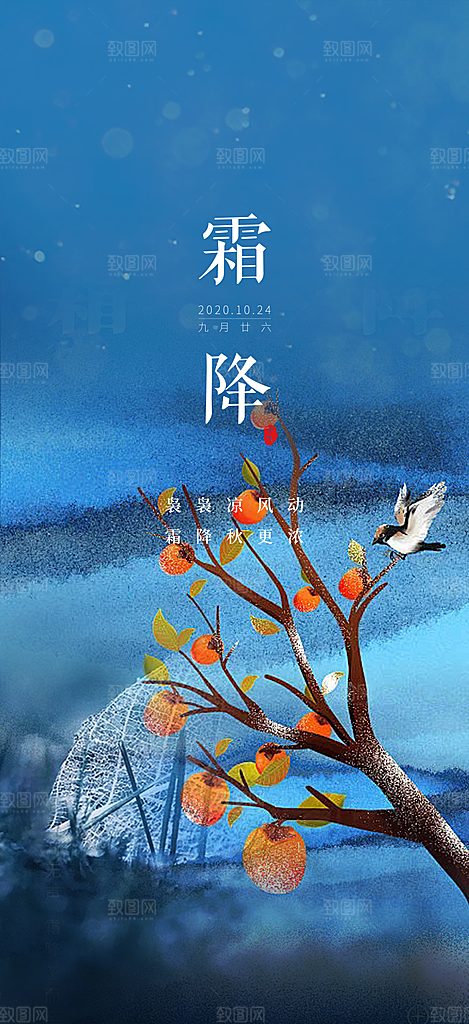 二十四节气霜降活动海报
