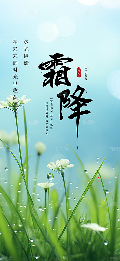 二十四节气霜降宣传活动海报