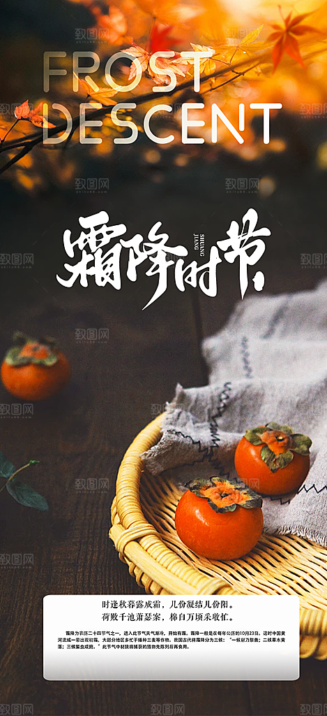 传统二十四节气霜降宣传活动海报