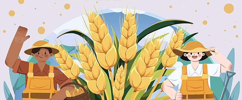 世界粮食日小节日主题横版扁平风插画ban