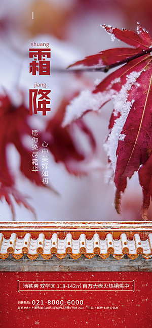 霜降节气简约大气海报