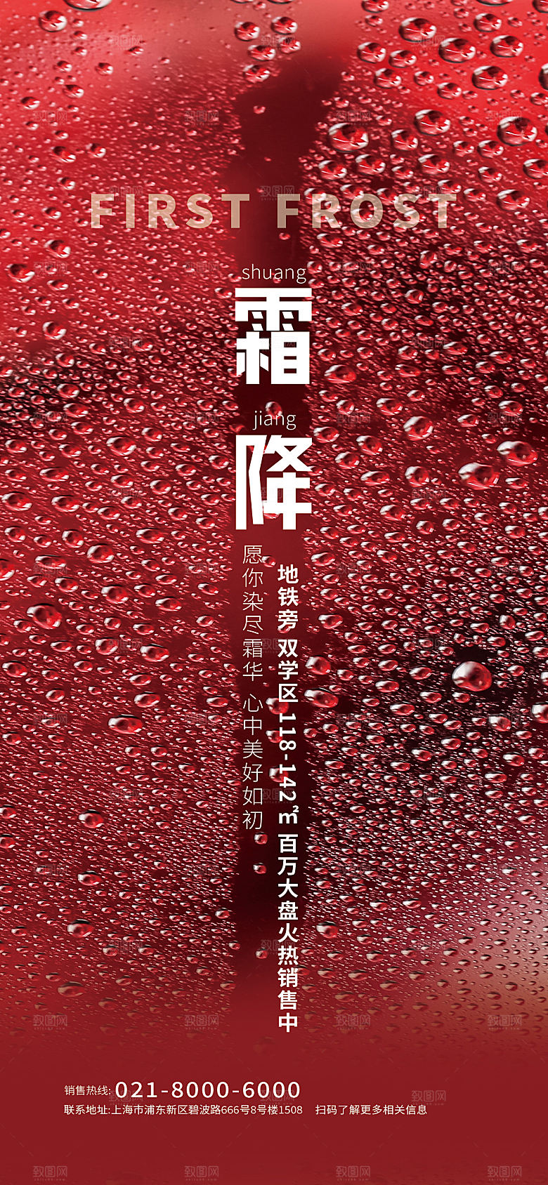 霜降节气简约大气海报