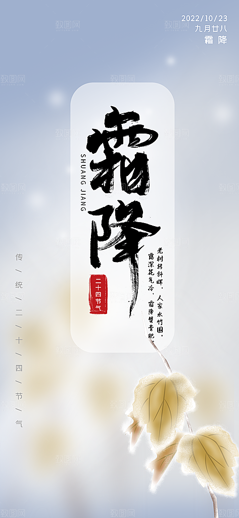 霜降节气简约大气海报