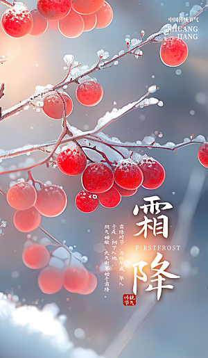 霜降节气简约大气海报