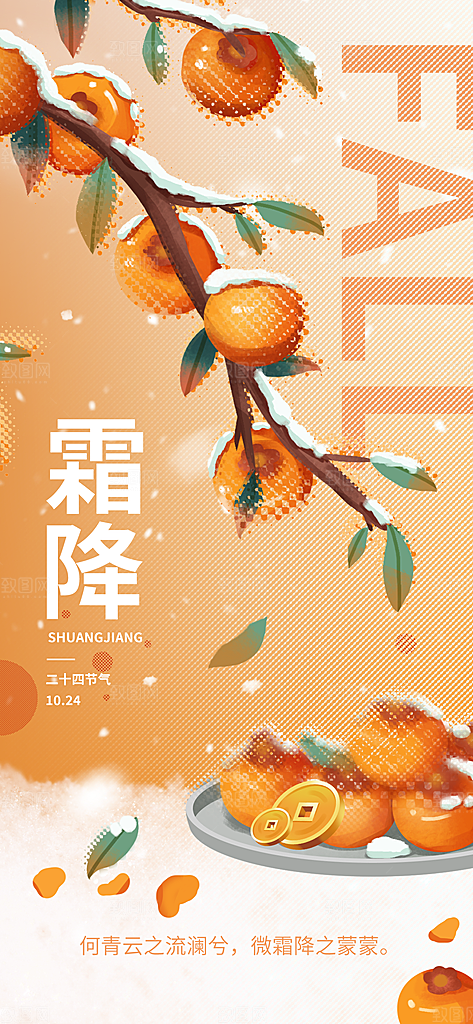 霜降节气简约大气海报