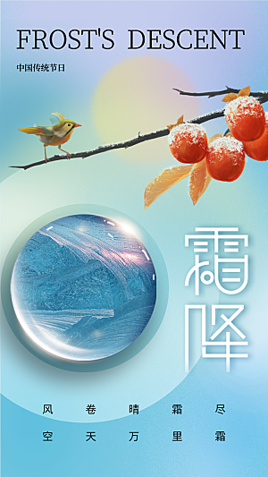 霜降节气简约大气海报