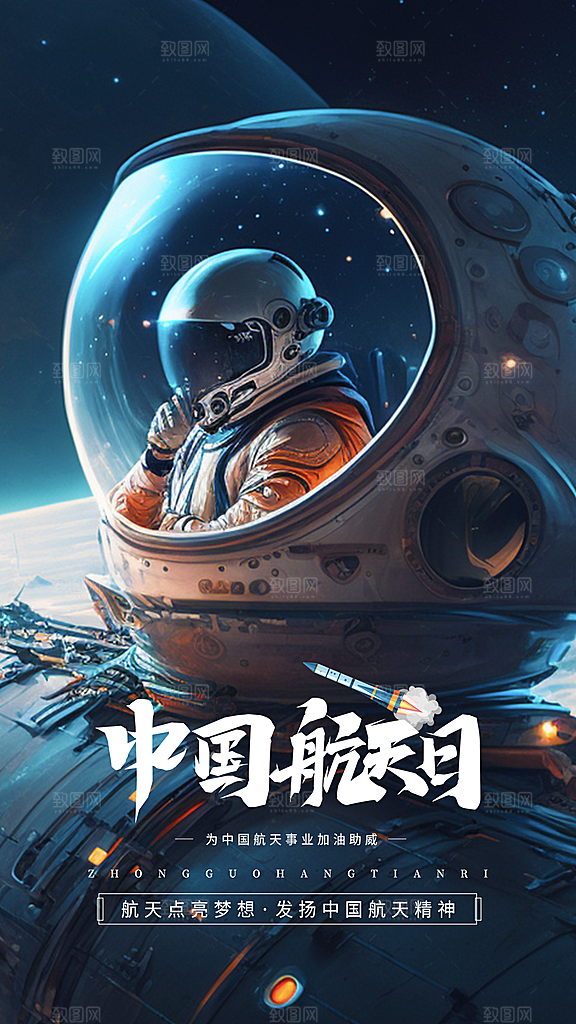 品质中国航天日节日宣传海报