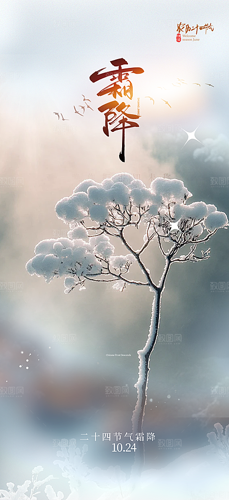 传统二十四节气霜降宣传活动海报