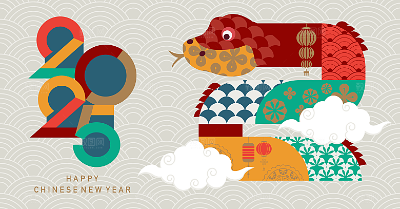 2025新年春节插画手绘海报