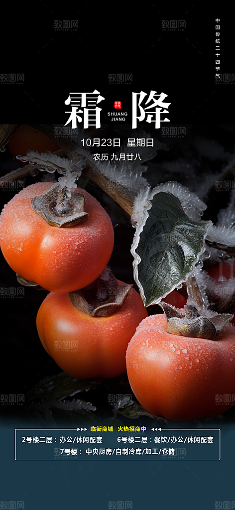 二十四节气霜降活动海报