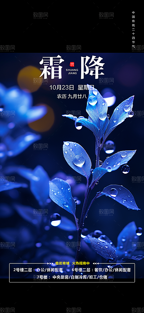 二十四节气霜降宣传活动海报