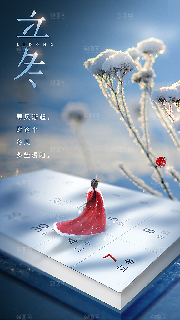 立冬节气节日大气唯美简约海报