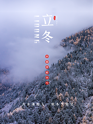 立冬节气简约大气海报