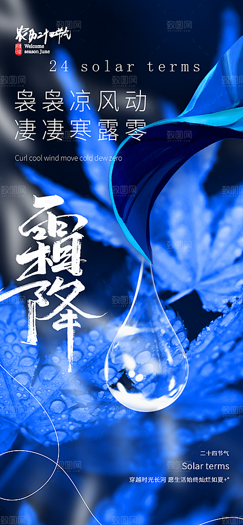 中国传统二十四节气霜降宣传海报模板
