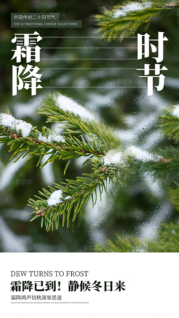 中国传统二十四节气霜降宣传海报模板
