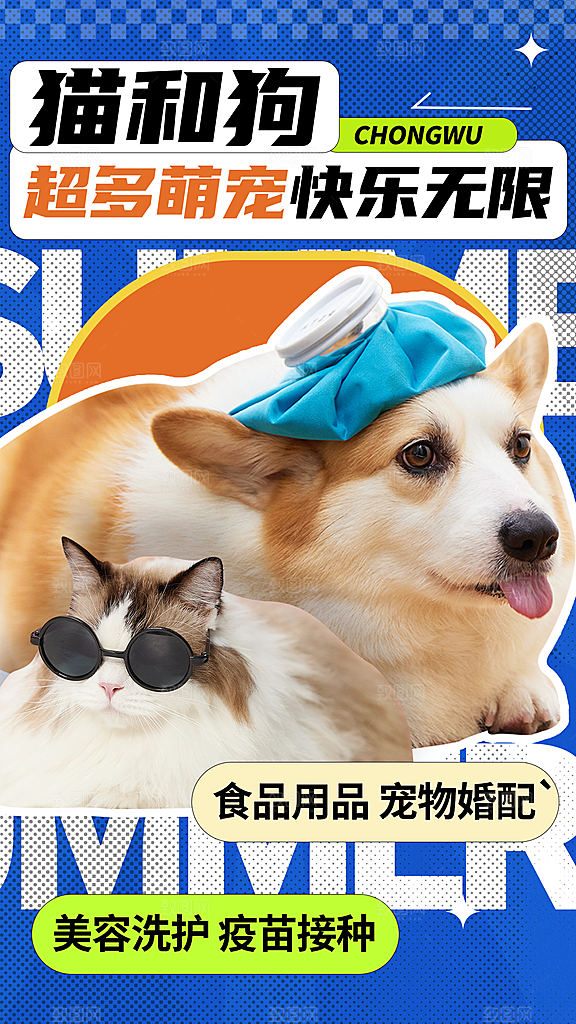 萌宠宠物服务手机海报