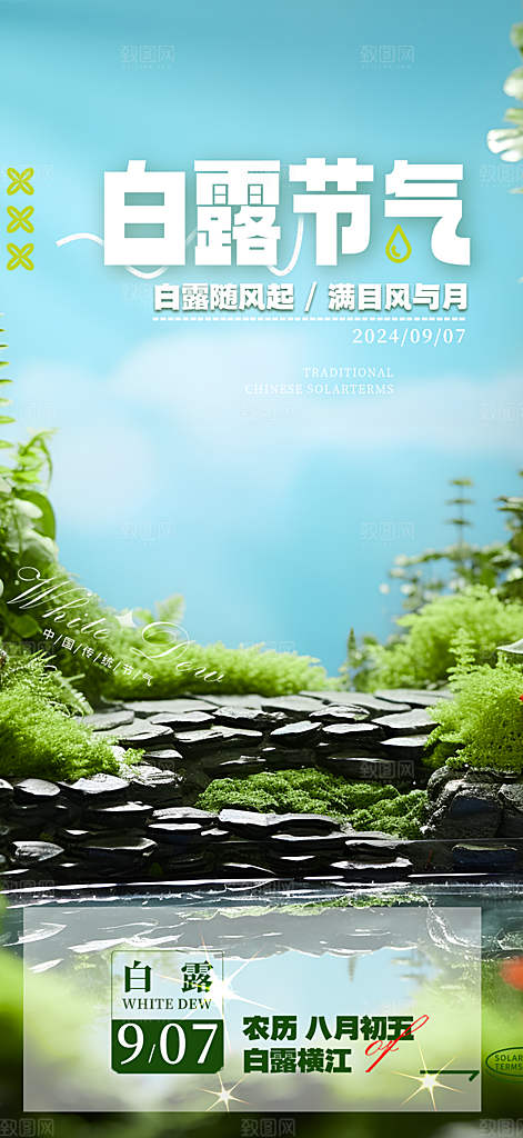 大气传统白露二十四节气海报