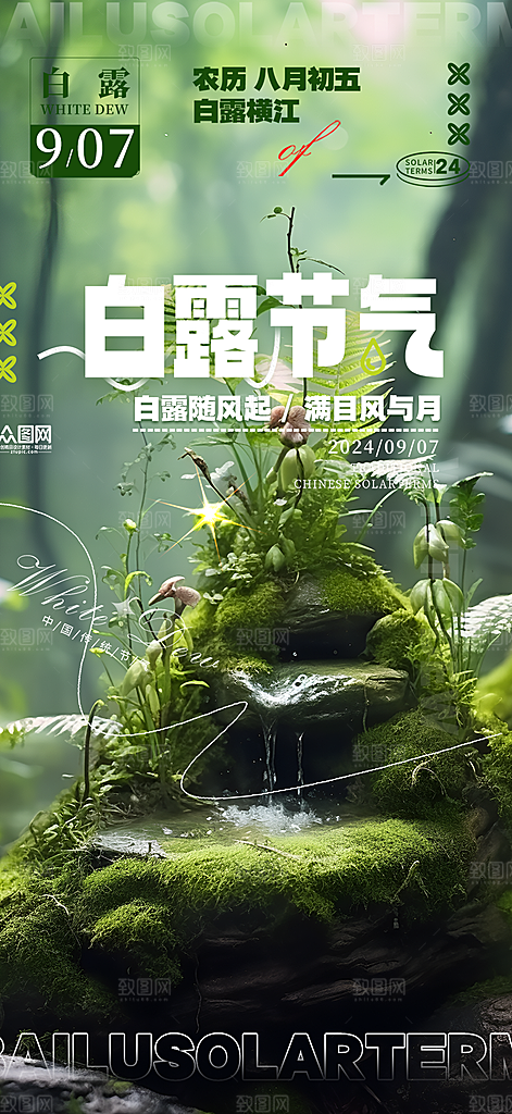 传统白露二十四节气海报