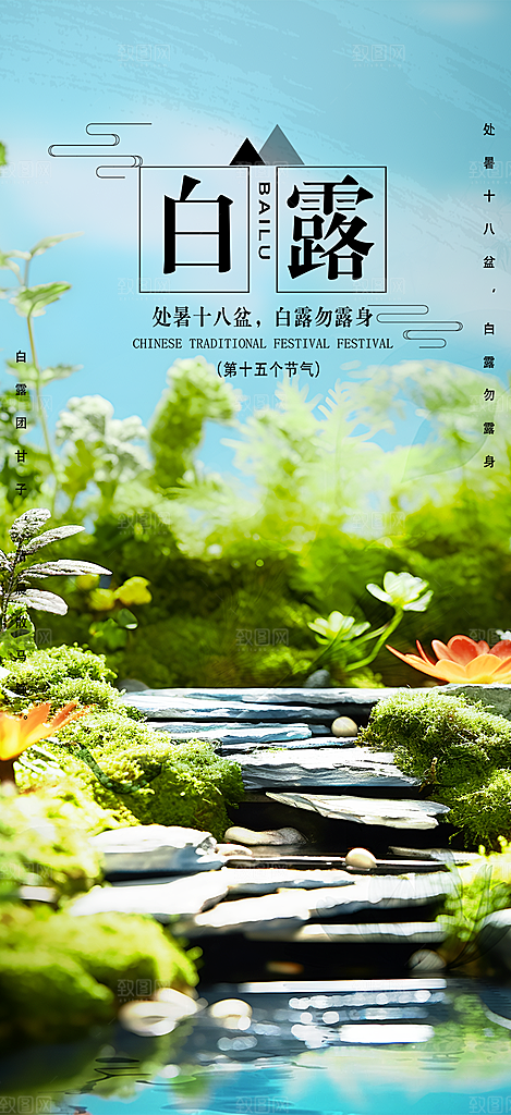 传统白露二十四节气海报