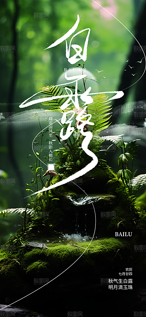 传统白露二十四节气海报