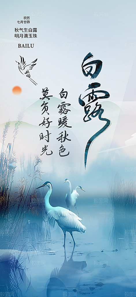 传统白露二十四节气海报