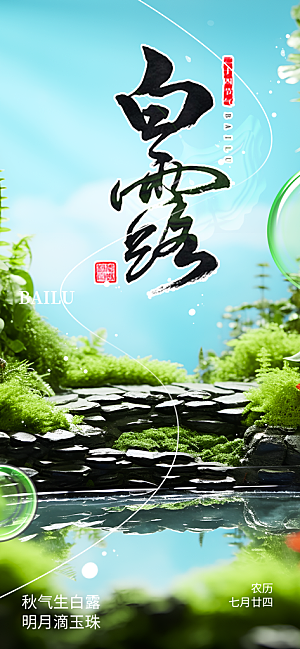传统白露二十四节气海报