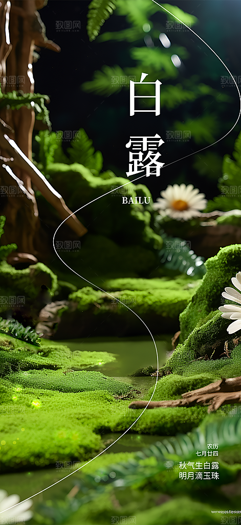 传统白露二十四节气海报
