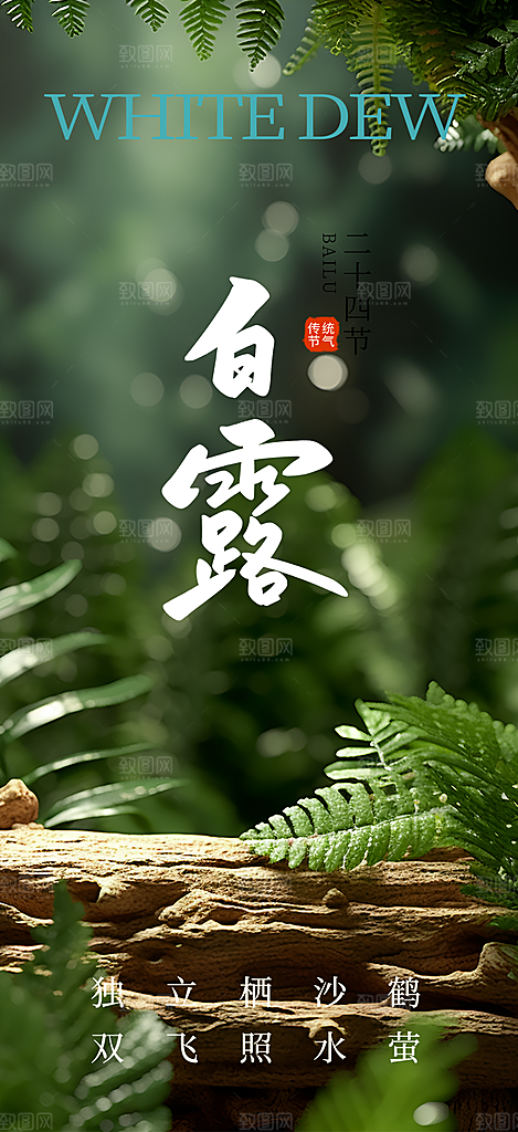 大气传统白露二十四节气海报