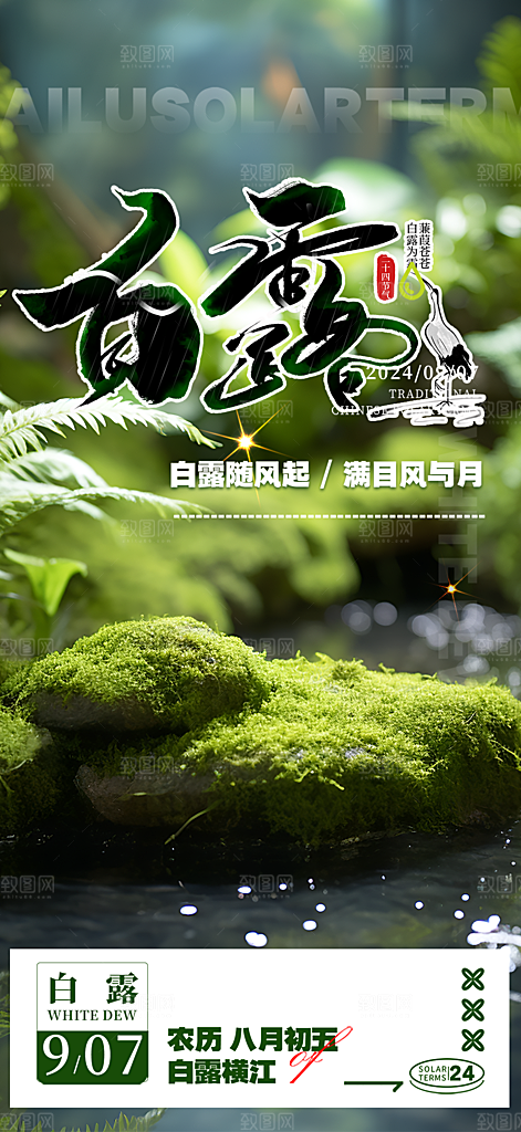 大气传统白露二十四节气海报