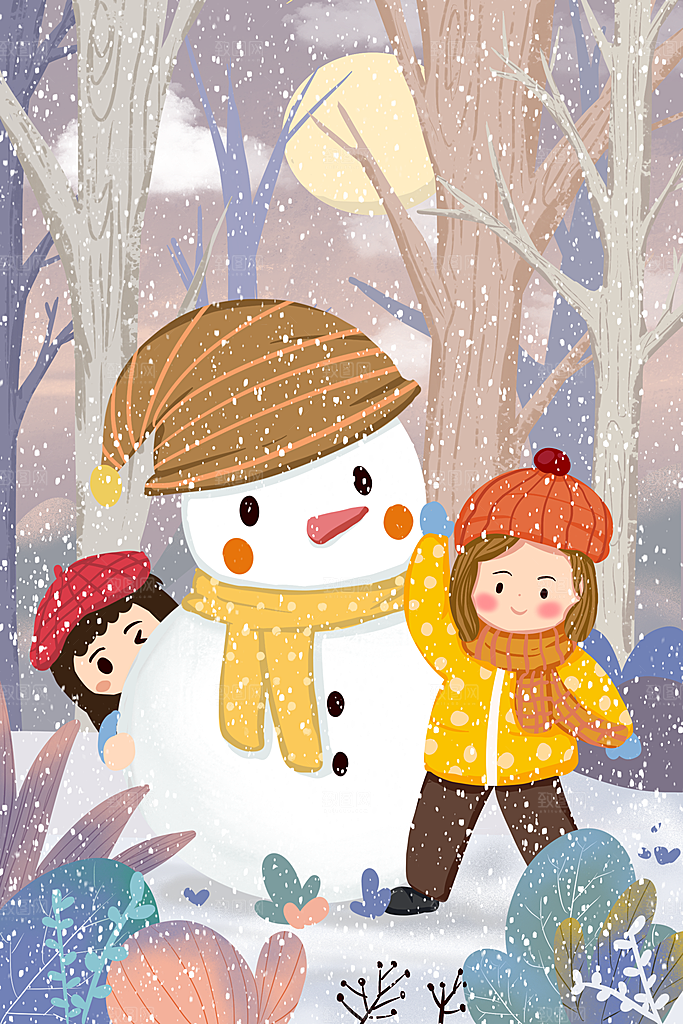中国传统二十四节气大雪节气宣传插画海报