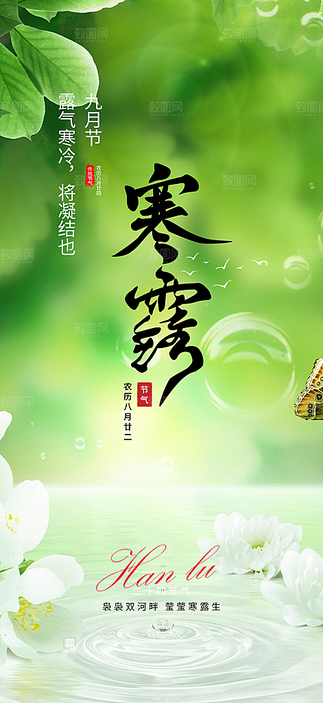 简约风传统寒露二十四节气海报