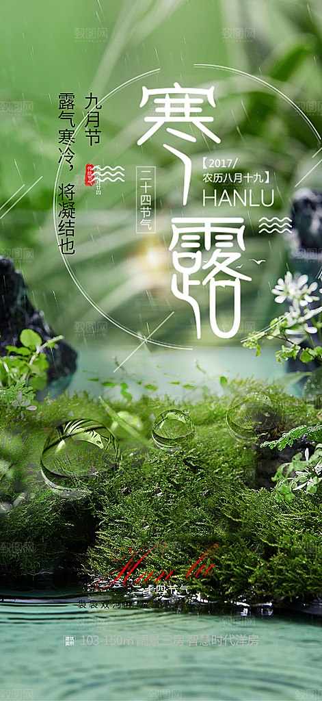 简约风传统寒露二十四节气海报