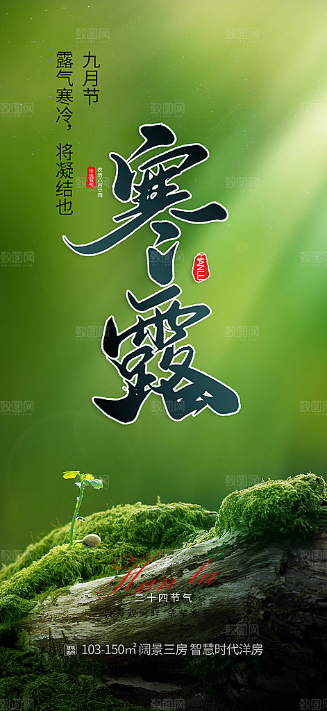 简约风传统寒露二十四节气海报
