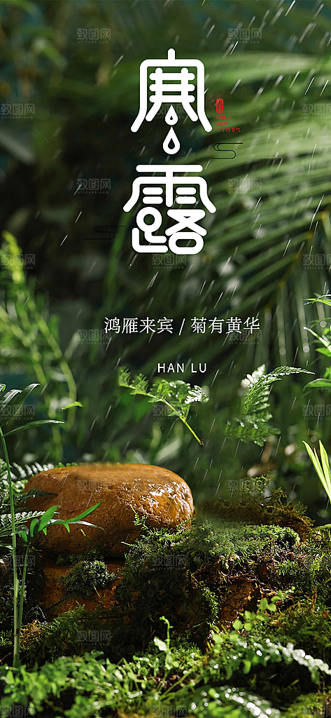 简约风传统寒露二十四节气海报