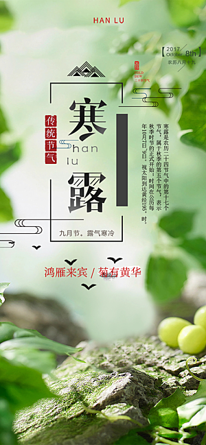 简约风传统寒露二十四节气海报