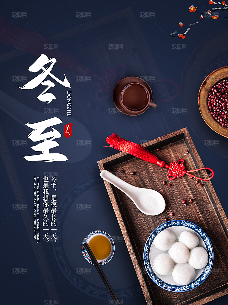中国传统二十四节气冬至节气宣传海报