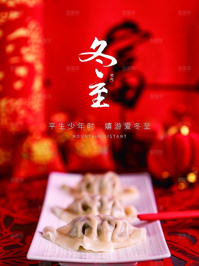 中国传统二十四节气冬至节气宣传海报