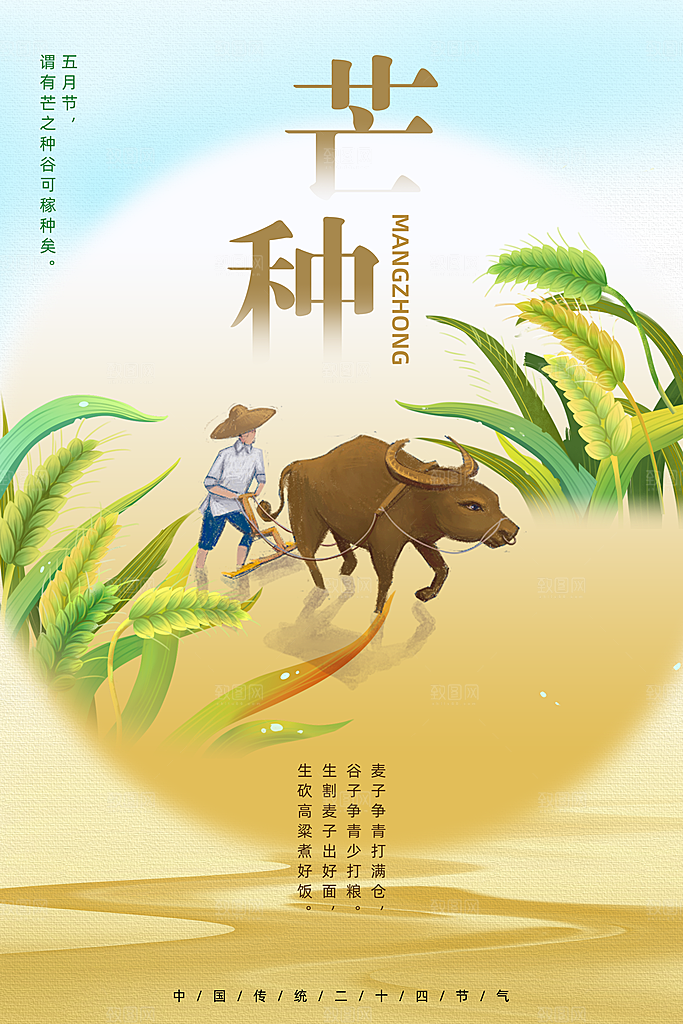 中国传统二十四节气芒种节气宣传海报
