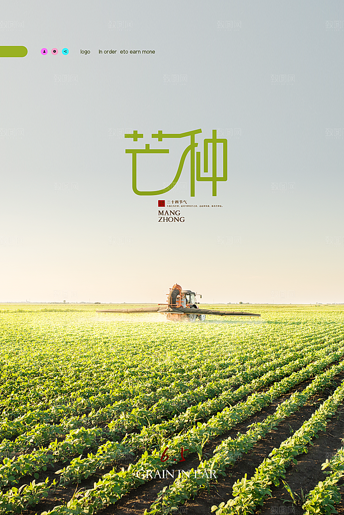 中国传统二十四节气芒种节气宣传海报