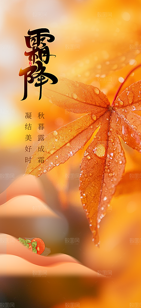 二十四节气霜降宣传活动海报