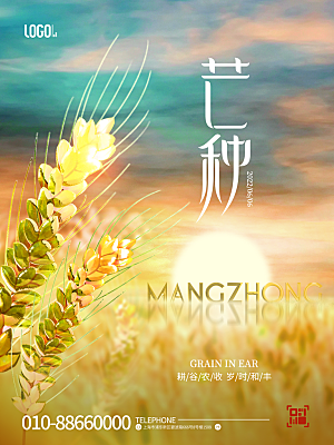中国传统二十四节气芒种节气宣传海报