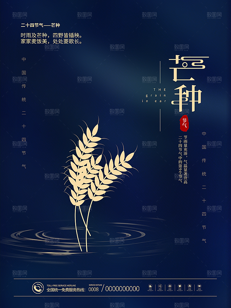 中国传统二十四节气芒种节气宣传海报