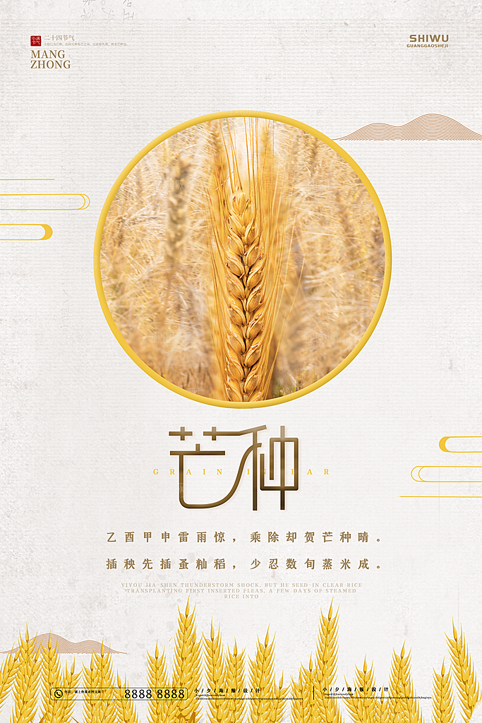 中国传统二十四节气芒种节气宣传海报