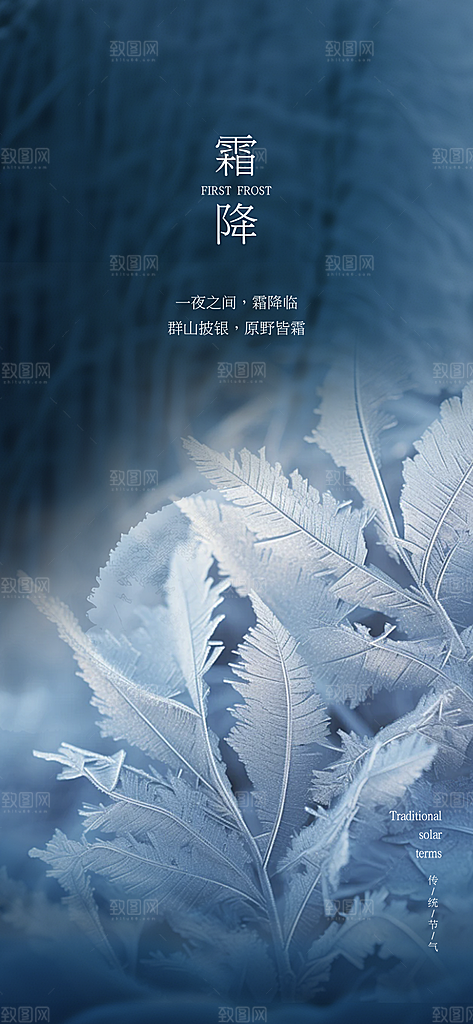 二十四节气霜降宣传活动海报